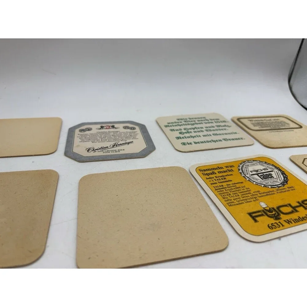 10 Vintage German Beer Coasters Binding Henninger Dortmunder Fuchs Breweriana
